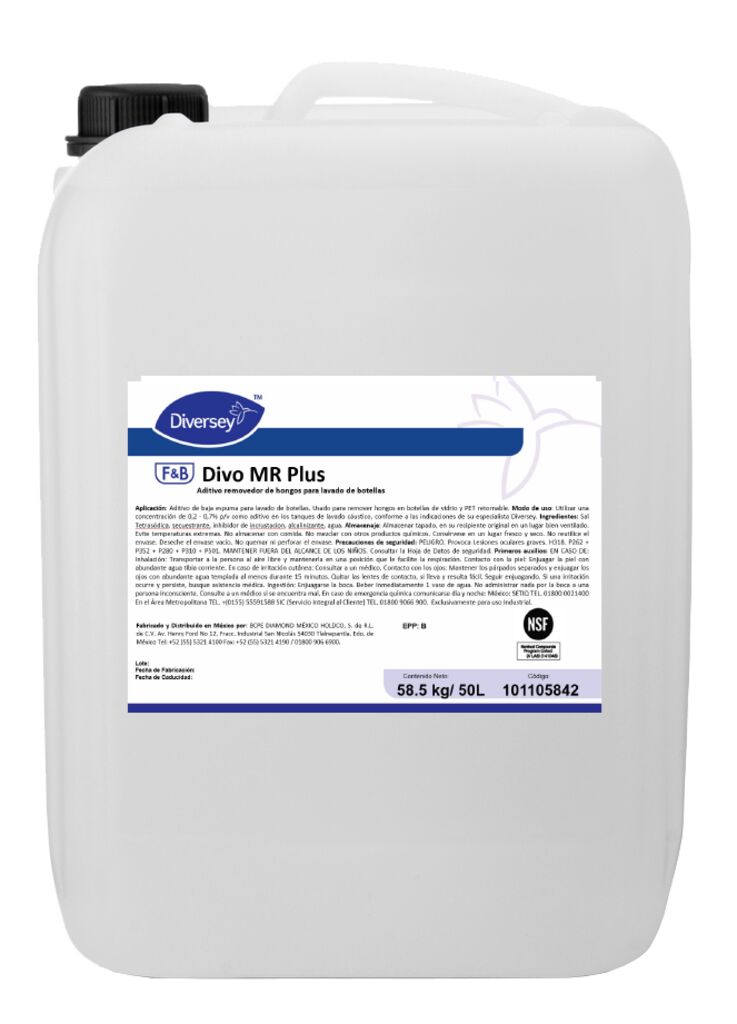DIVO MR PLUS 58.5kg - ADITIVO REMOVEDOR DE HONGOS PARA LAVADO DE BOTELLAS